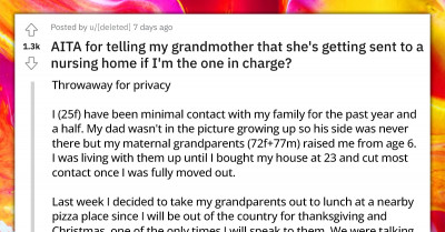 Redditor Tells Grandma "She's Getting Sent To A Nursing Home" If She Becomes Her Caregiver, Gets Called Cruel And Ungrateful