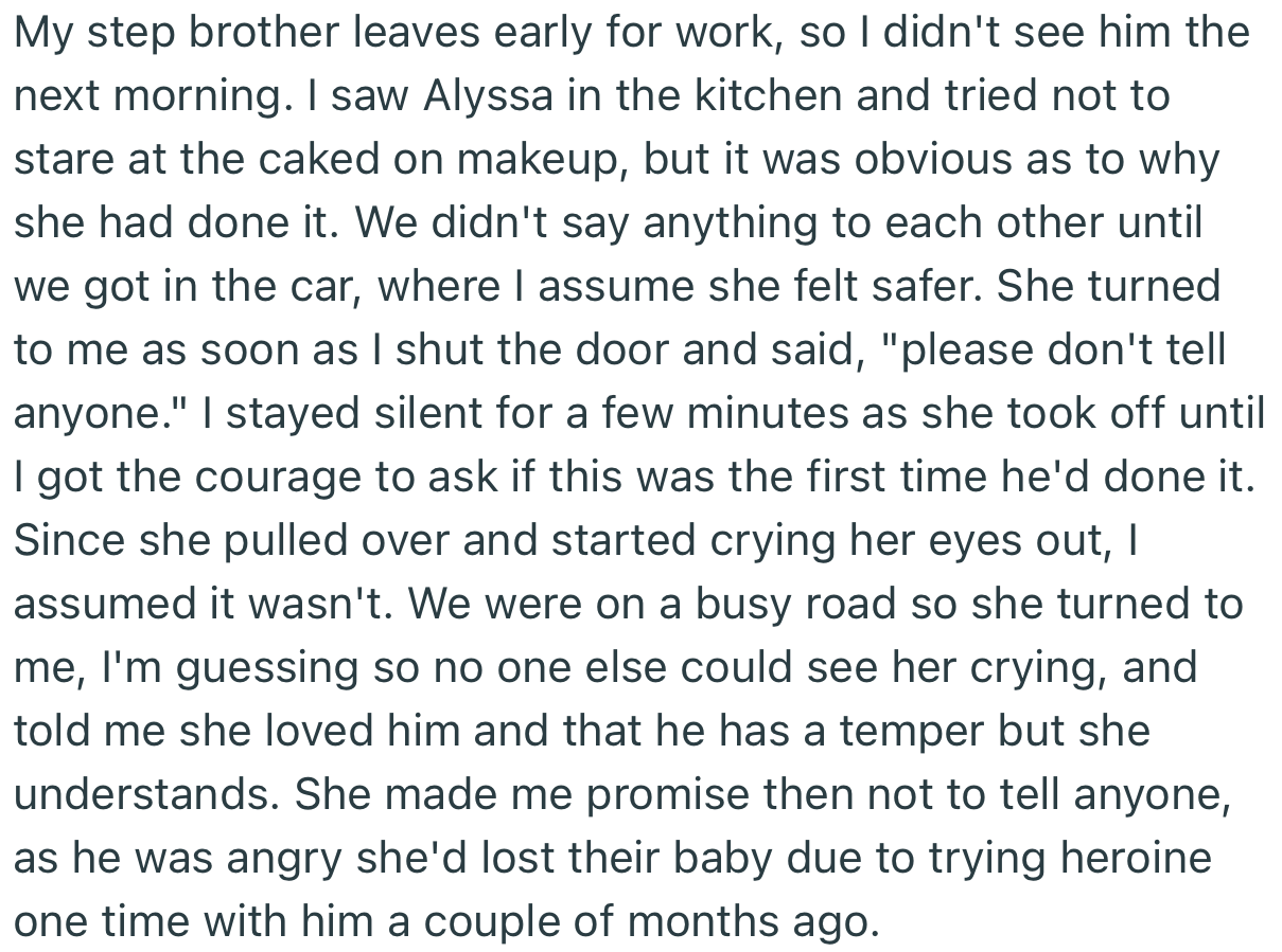 The Next Morning, Alyssa Made OP Promise to Keep What She Saw a Secret. Apparently, It Wasn’t the First Time