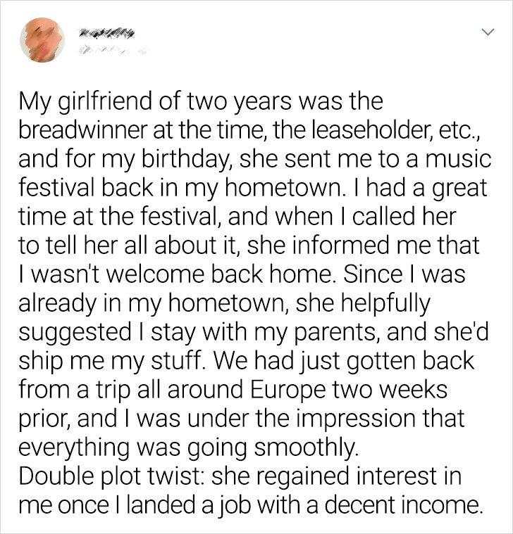 We hope this guy didn't get back with her.