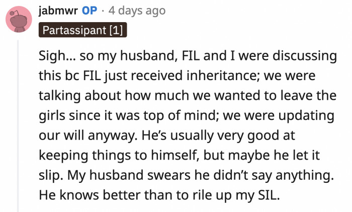 They only discussed their plans with her father-in-law, and while he is usually good at keeping secrets, he let the secret slip this time