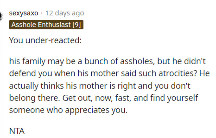 We have to agree that she definitely under-reacted, and we would have probably called them out on it in person.