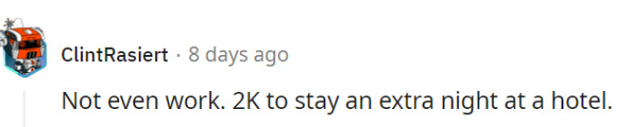 OP got $2,000 AND a hotel stay, and somehow, their GF is unsatisfied.