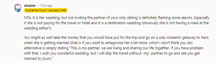 NTA - save getting bedbugs and put the money elsewhere.