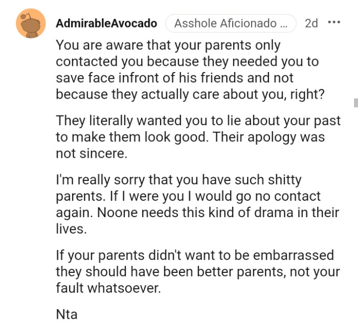 They literally wanted the OP to lie about his past to make them look good