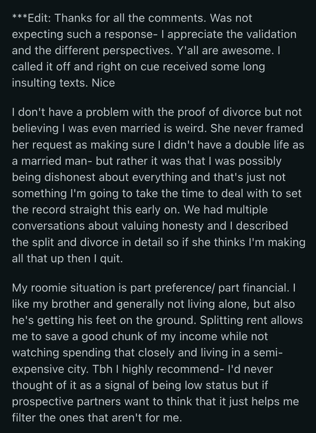 OP's update: he broke up with his GF! She insulted him over text, which helped OP make his decision.