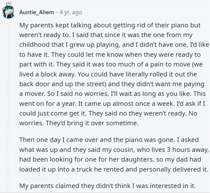 11. It's obvious they just didn't want to give their piano to their child