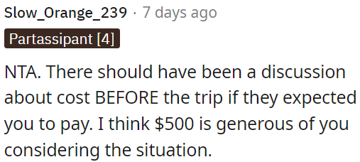 $500 is a generous offer given the circumstances.
