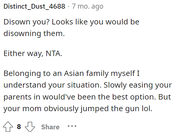 People immediately came to the comments to let OP know that she's NTA here.