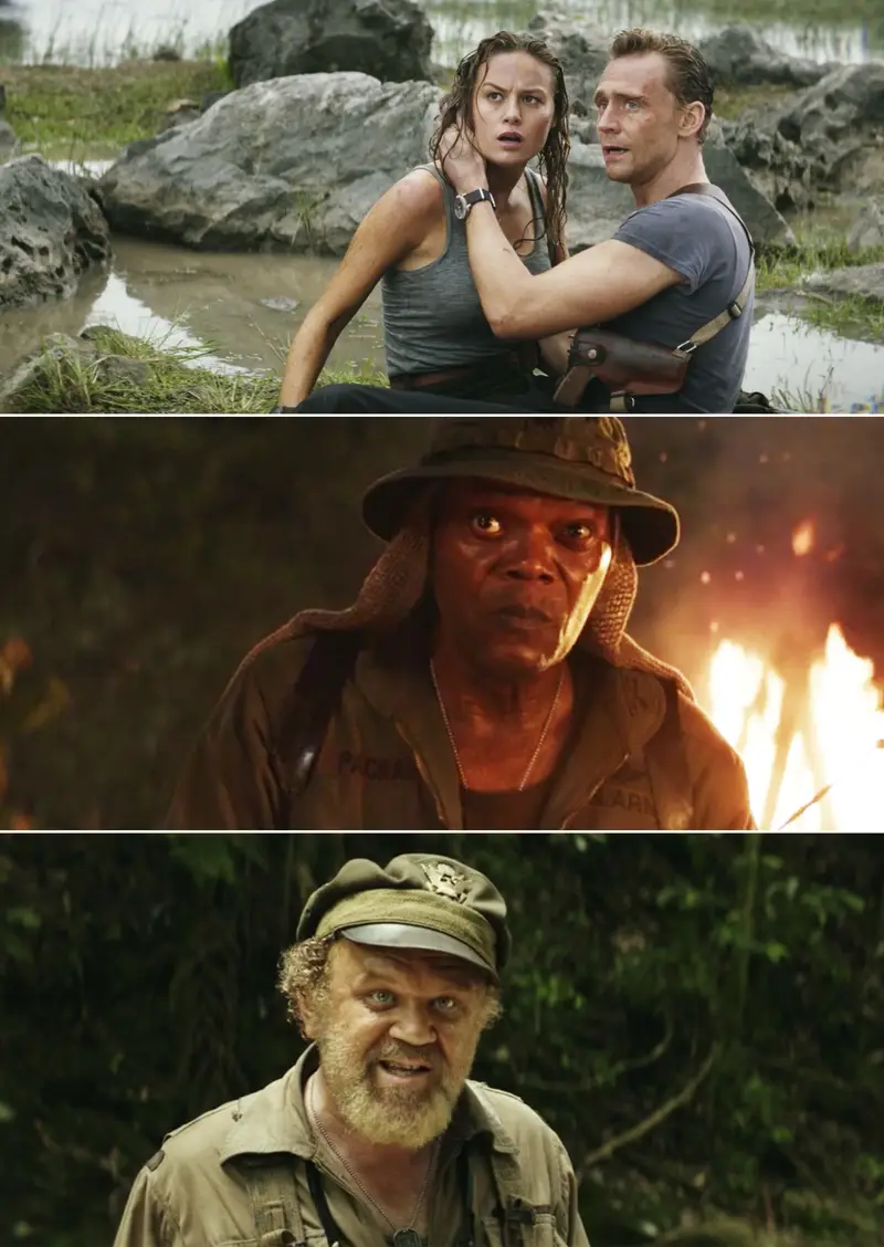 24. Kong: Skull Island, starring Tom Hiddleston (Loki), Brie Larson (Captain Marvel), Samuel L. Jackson (Nick Fury), and John C. Reilly (Rhomann Dey)