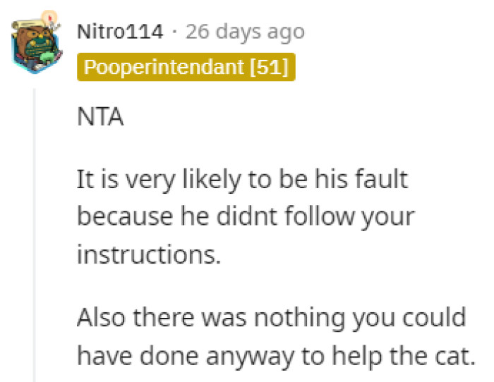 He didn't follow the instructions