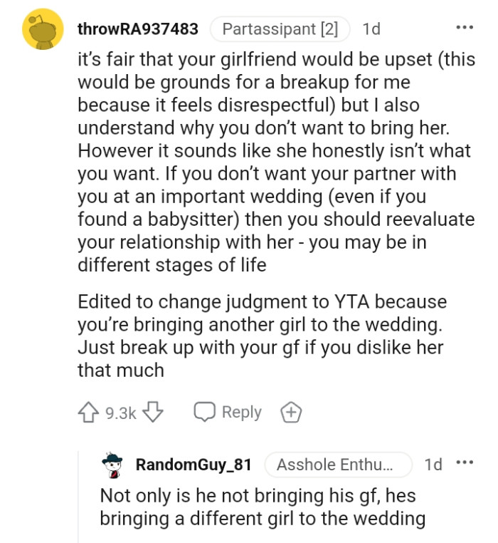 The OP should re-evaluate the relationship he has with her