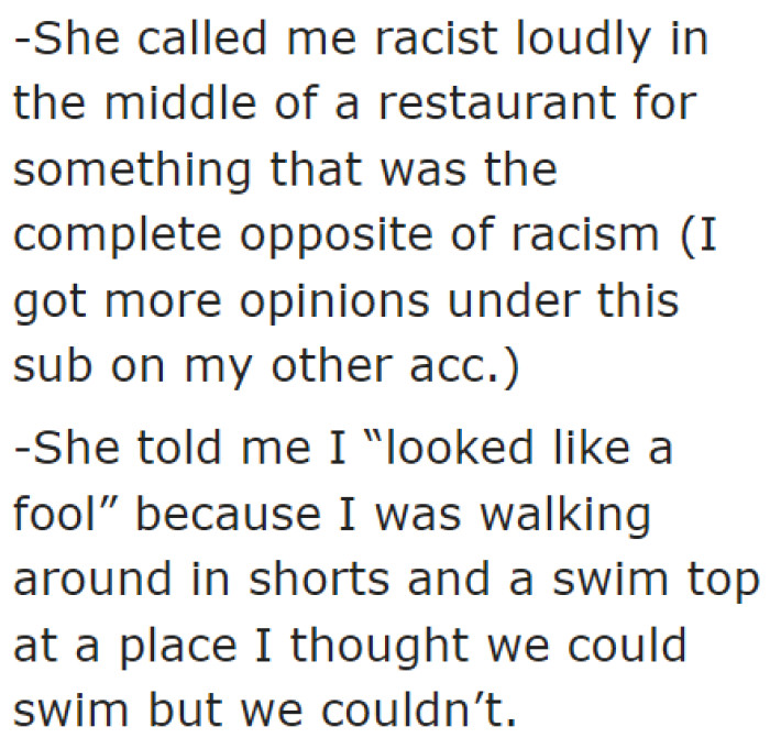 The OP listed some of the petty things that the girl did.