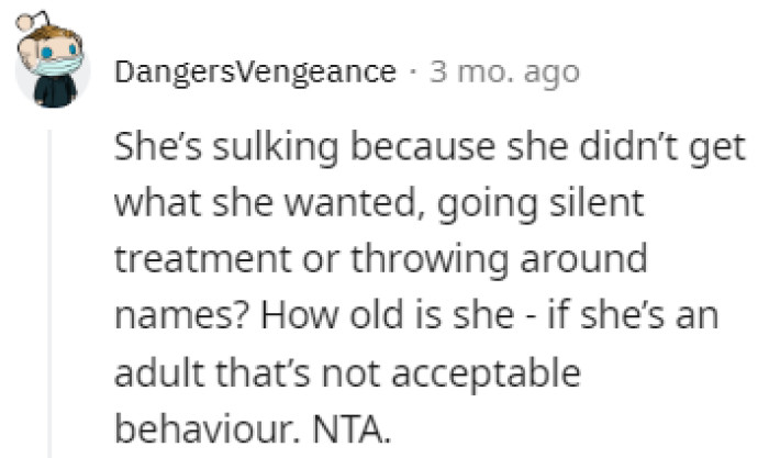 Not acceptable for an adult