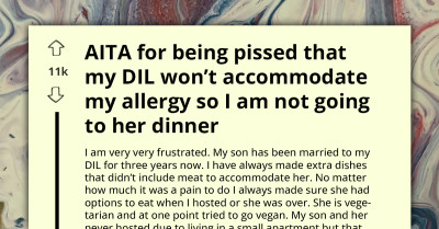 Redditor Asks If She's An A**hole For Refusing To Attend DIL's Dinner Party Because She Won't Accommodate Her Food Allergy