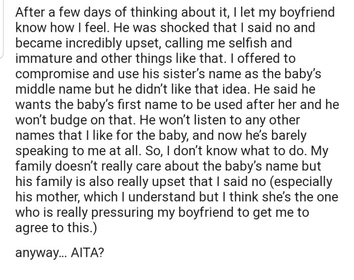 OP spoke to her boyfriend about how she feels. Now he's upset and sees OP as selfish