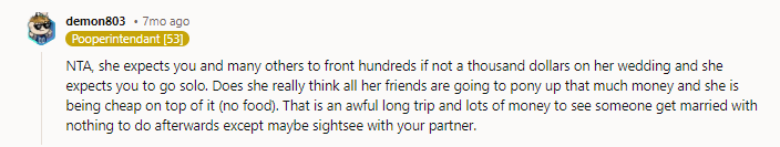 I literally would assume someone doing a wedding that far away would be literally doing it to not have people come.