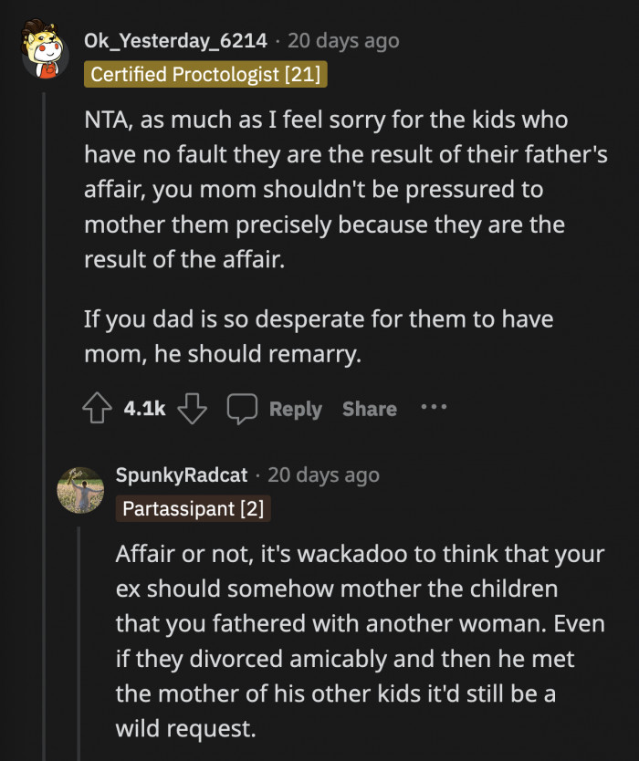 The fact that he thinks he can even make the request speaks volumes about the kind of person he is