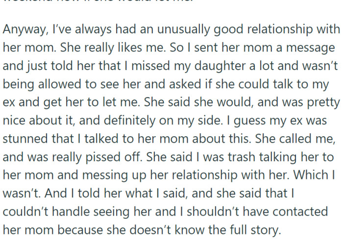 OP wants back in his daughter’s life, but his ex is making it difficult.