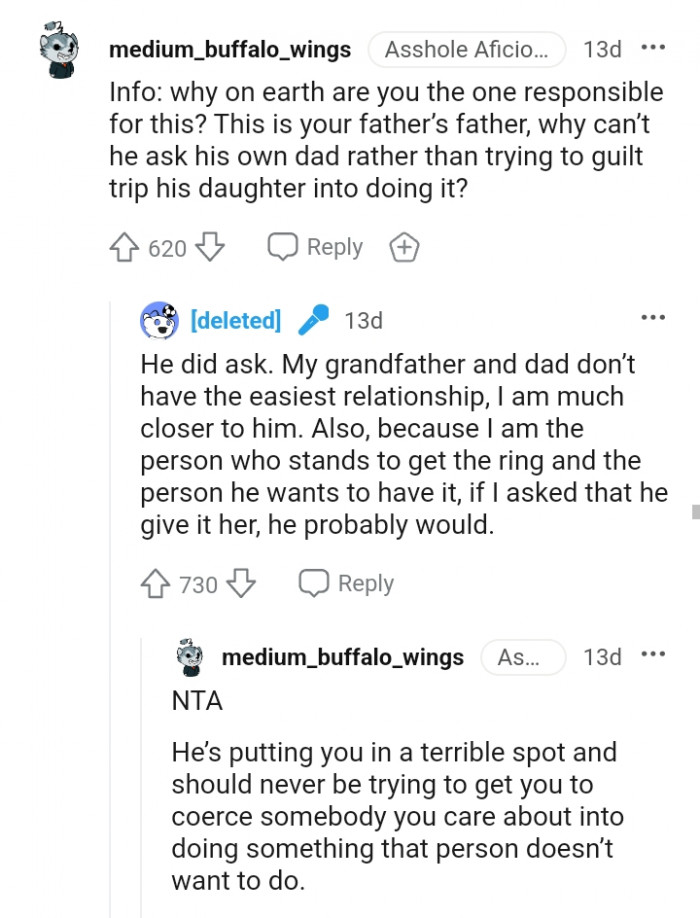 Why can't he ask his own dad?