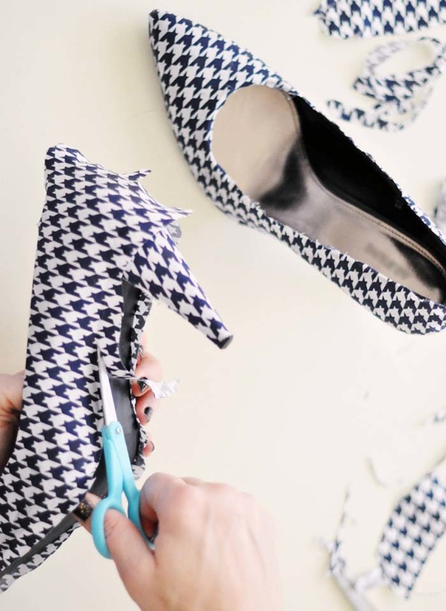 7. Revamp high heels with fabric glue.