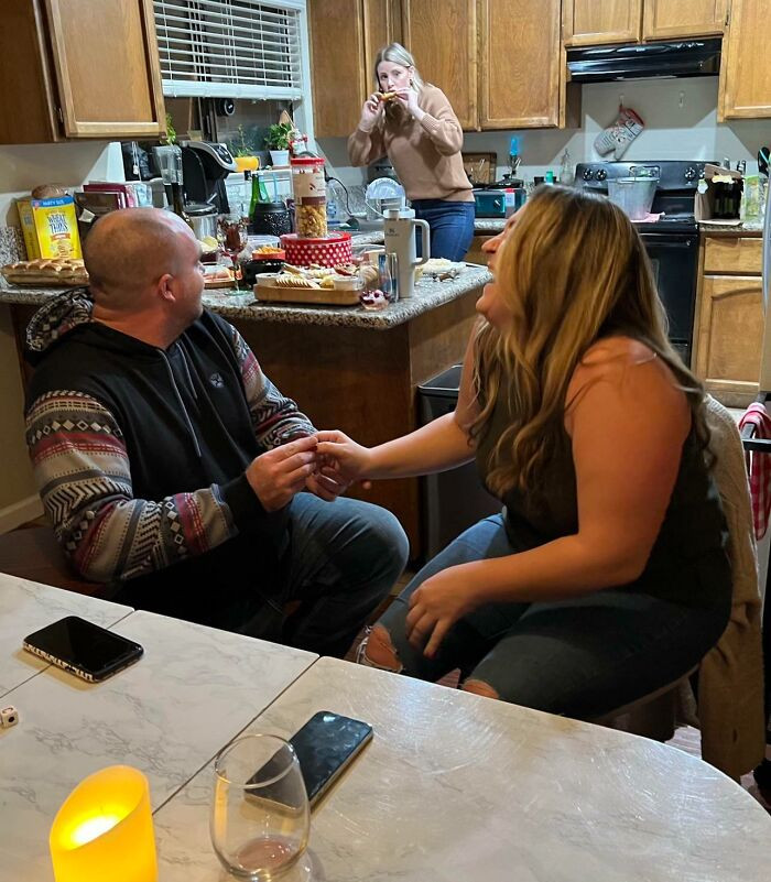 "Our Friend Mid-Chicken Wing Realizing I'm Proposing To My Girlfriend Last Night"