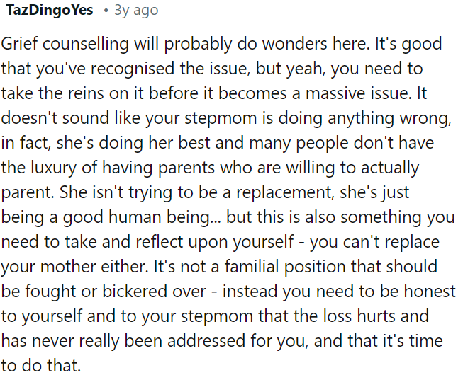 OP's stepmom isn't at fault; she's doing her best.