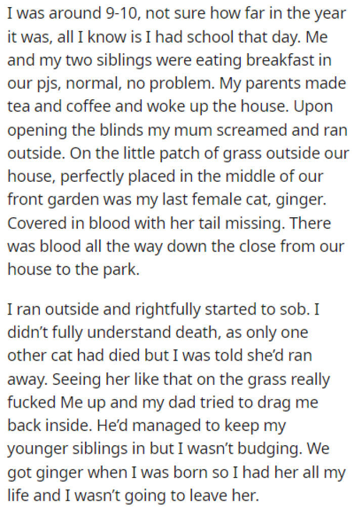 The day of the incident started like any other, but it was quickly ruined by a shocking discovery