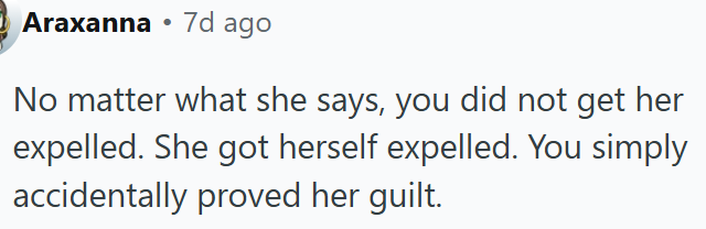 OP did not get her expelled.
