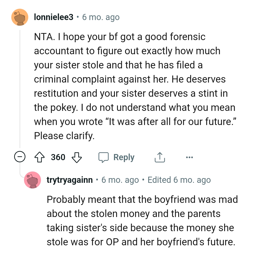 OP's boyfriend can file a criminal complaint against her