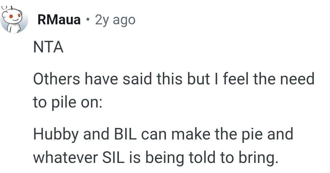 Both her sons can make the pie and bring it over