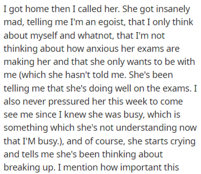 OP called her when he got home and was met with a barrage of insults