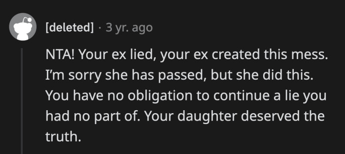 OP doesn't have to be complicit in a lie he never agreed to.