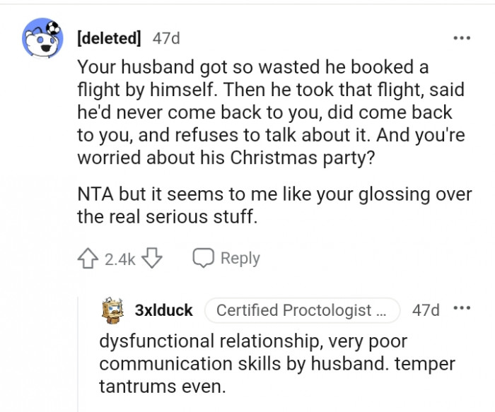 You're worried about his Christmas party?