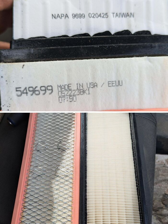 "Got Two Napa Filters In An Order. One Before The Supplier Change And One After"