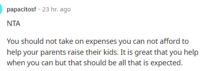 It definitely shouldn't be expected, but too many older siblings end up in OP's situation, which causes them a lot of problems.