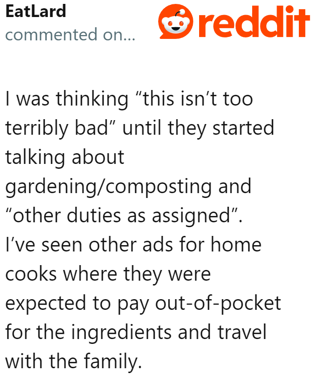 This post is just as bad as a chef who's expected to shoulder some of the expenses.