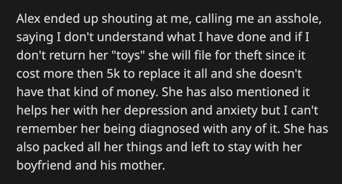 OP doesn't think she did anything wrong, so Alex asked her to go on the subreddit to solicit opinions from Redditors