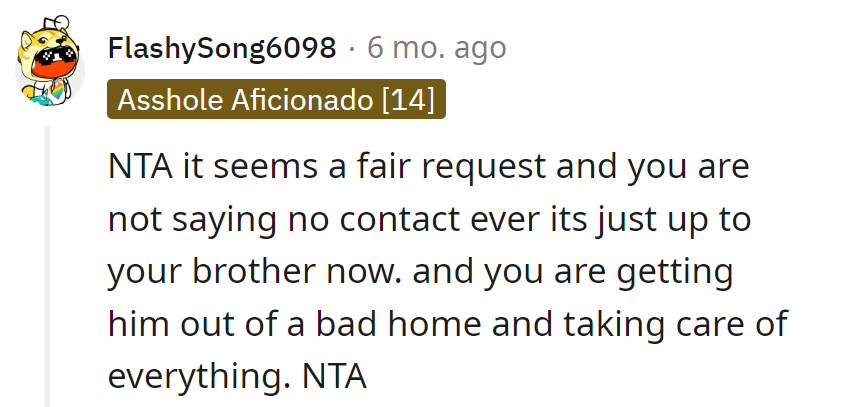 Family chess move: NTA. Fair request, brother decides.