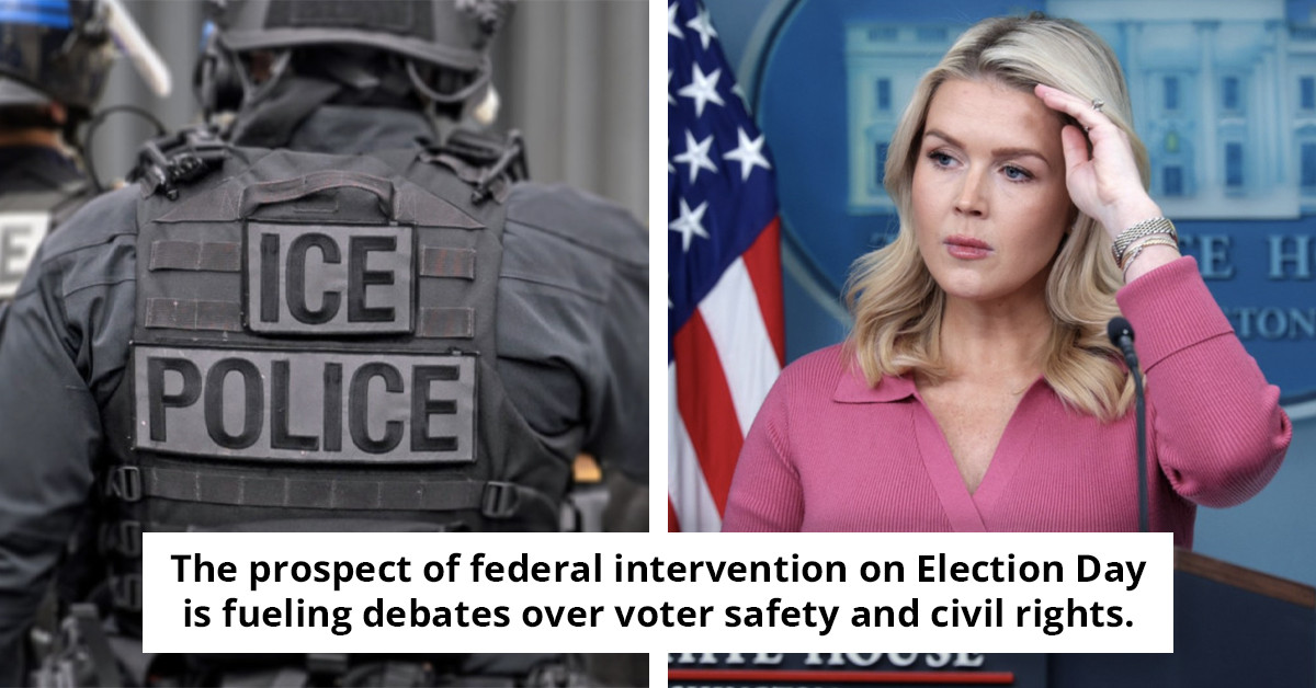 Karoline Leavitt expresses uncertainty about the presence of ICE agents near polling places during the November midterms.