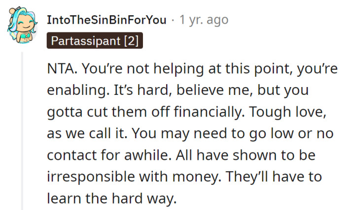 Financial superhero turned enabler? Upgrade to tough love—going low contact, the budget-friendly edition.