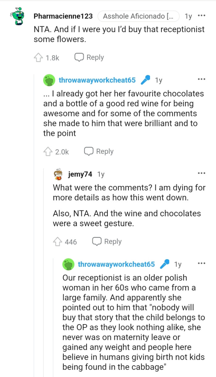 This Redditor would buy the receptionist some flowers