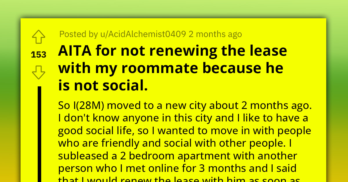 Redditor Disappointed His Roommate Doesn't Want to Be His Friend, Wants to End the Lease
