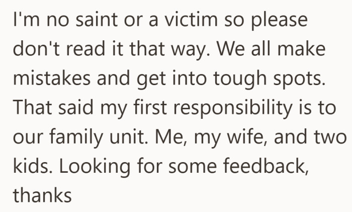 It is a quiet appeal for perspective, not praise, as he asks others to weigh in on the balance he is trying to keep.