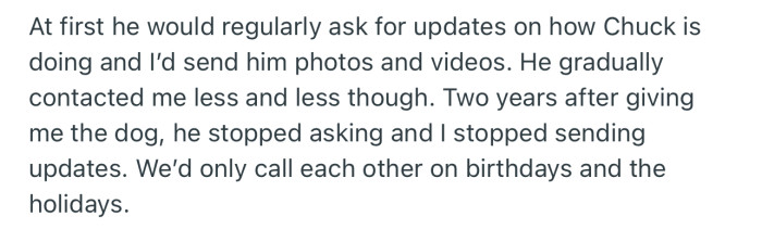 Over time, OP’s brother stopped asking for updates about Chuck