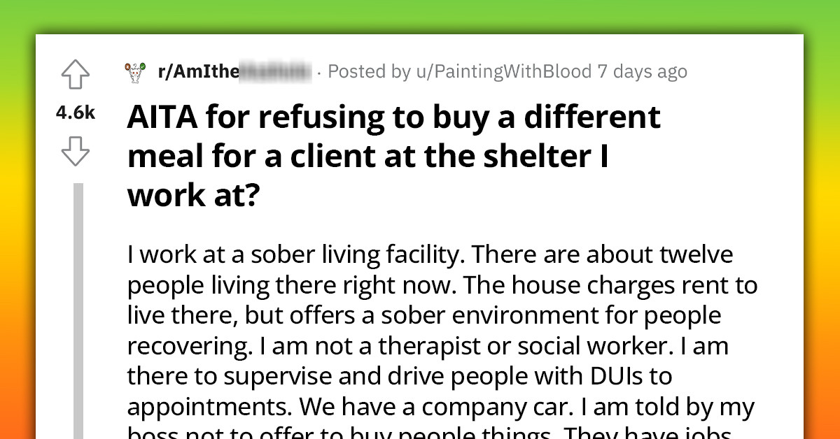 Sober Living Facility Resident Refuses Free Pizza Provided By Former Facility Patron and Demands Special Food for Her