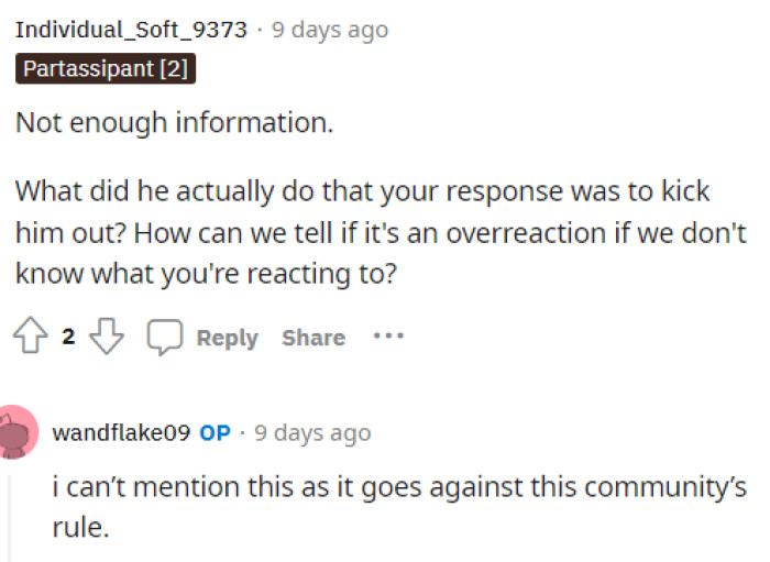 OP explained, for those wondering, that the situation she's talking about couldn't be mentioned here, so we can assume it was pretty bad.