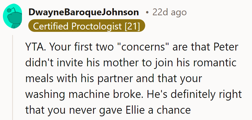 Don't dampen their happiness over dinner invites and a broken washer.