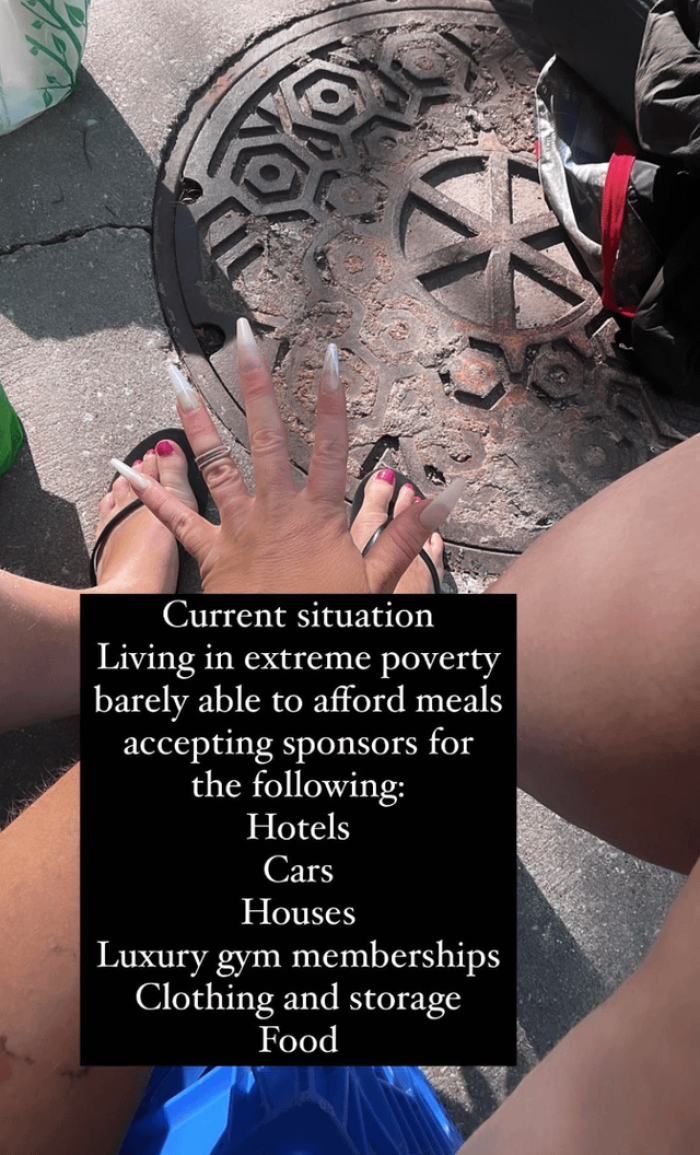 Here is the original post that the woman made asking for help and handouts from people, or 