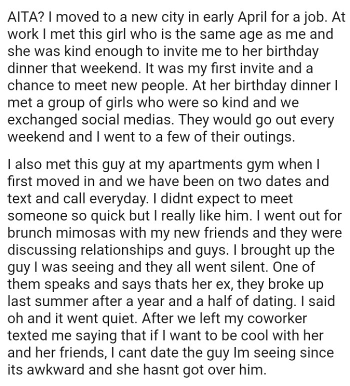 OP brought up the guy she was seeing, and they all went silent