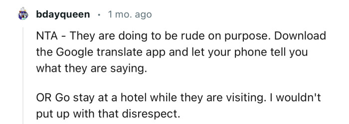 “Download the Google Translate app and let your phone tell you what they are saying.”